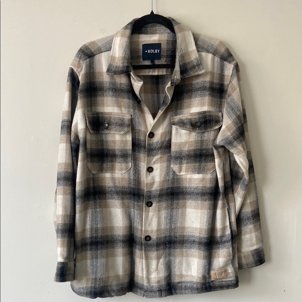 Kolby Men's Plaid Shirt Jacket - Black and Cream